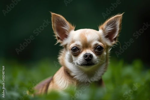 Chihuahua dog with green backdrop. Generative AI