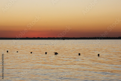 Atardece el río Paraná.