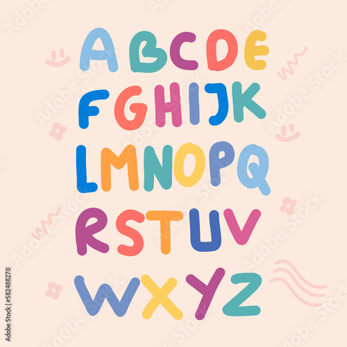 hand lettering doodle alphabet font sketch. Vector alphabet