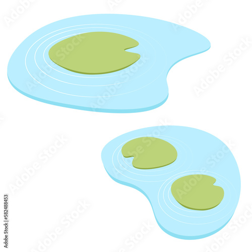 Vector illustration of leaves of Water Lilies in water