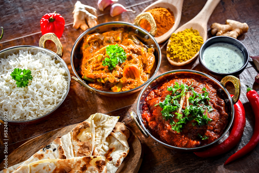 Hot madras paneer and vegetable masala with rice Hot madras paneer and vegetable masala with rice