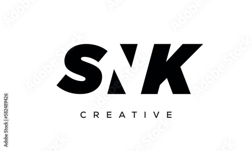 SNK letters negative space logo design. creative typography monogram vector	