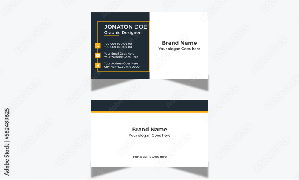 Colorful Modern Corporate and Creative Business Card Design Template Double-sided -Horizontal Name Card Simple and Clean Visiting  Card Vector illustration Card