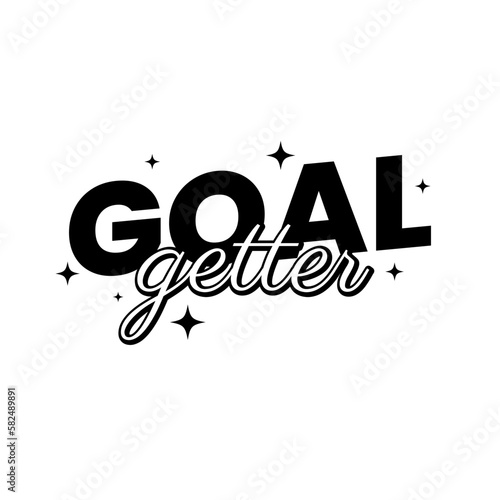 Goal Getter Motivational Success Icon Text Label Design Vector