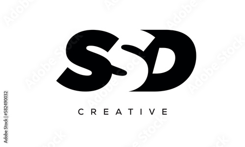 SSD letters negative space logo design. creative typography monogram vector 