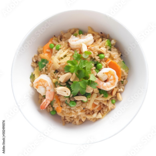 Thai food - khao pad (fried rice), isolated on transparent background cutout , generative ai
