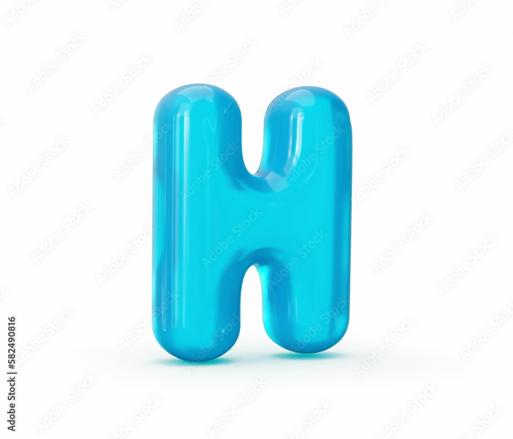 3d illustration of Aqua Blue jelly H letter isolated on white background 3d illustration of Aqua Blue jelly H letter isolated on white background