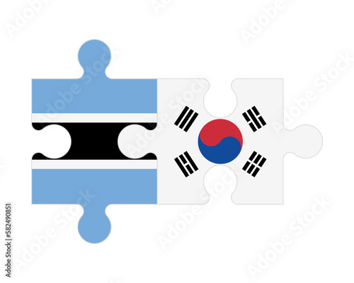 Puzzle of flags of Botswana and South Korea, vector