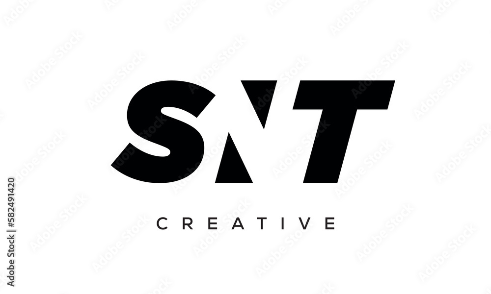 SNT letters negative space logo design. creative typography monogram vector SNT letters negative space logo design. creative typography monogram vector