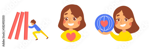 Overcome difficulties. Flat, colorful, set of illustrations to overcome difficulties. Vector.