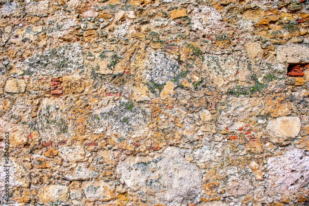 Medieval stone wall and background