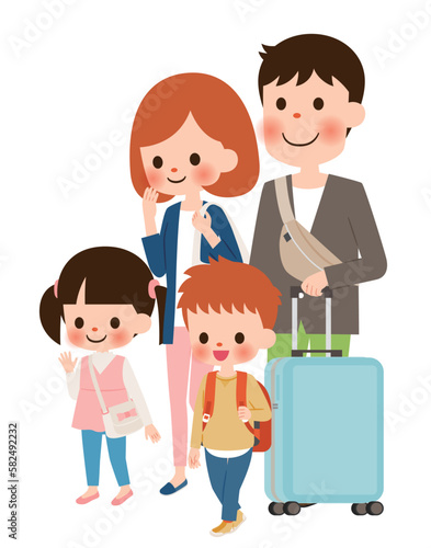 家族旅行 旅行へ行く家族