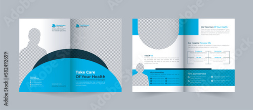 Medical and healthcare two-fold or bifold brochure template hospital concept 4 pages bi-fold brochure , Medical and healthcare two-fold or bifold brochure template hospital 4 pages bi-fold brochure,