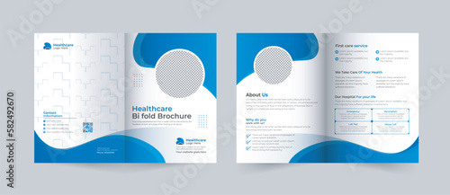 Medical and healthcare two-fold or bifold brochure template hospital concept 4 pages bi-fold brochure , Medical and healthcare two-fold or bifold brochure template hospital 4 pages bi-fold brochure,