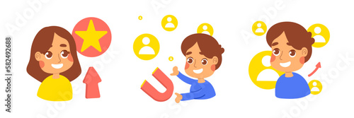 Attract people illustration. Flat, colorful, set of illustrations to attract people. Illustration vector