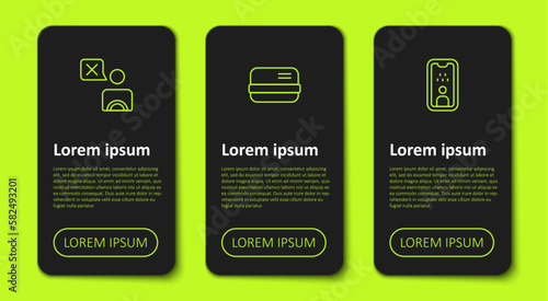 Set line Taxi driver, Credit card and license. Business infographic template. Vector