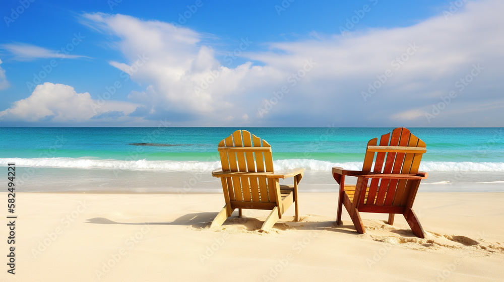 Two chairs on the tropical beach. AI Two chairs on the tropical beach. AI