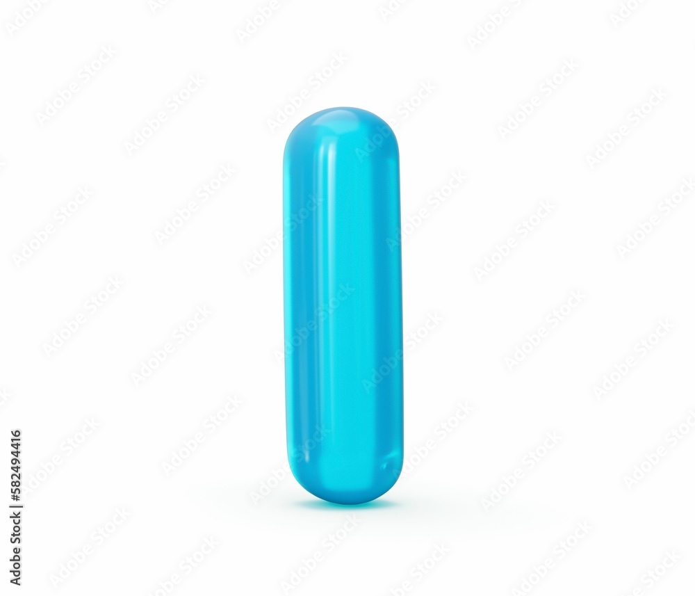 3D rendering of the letter I in aqua blue jelly liquid style 3D rendering of the letter I in aqua blue jelly liquid style