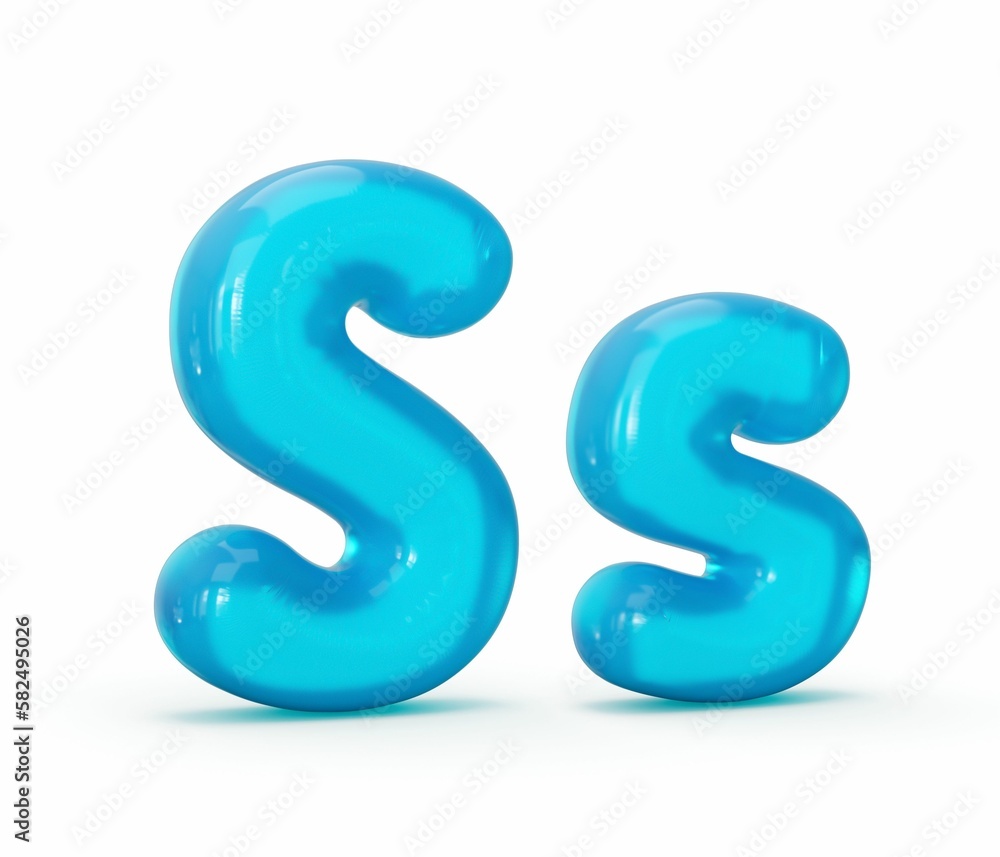 Naklejka premium Blue jelly letter s isolated on white background