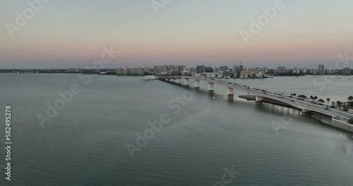 Wallpaper Mural Evening aerial video of the Sarasota, Florida skyline and Ringling Parkway Bridge across Sarasota Bay	 Torontodigital.ca