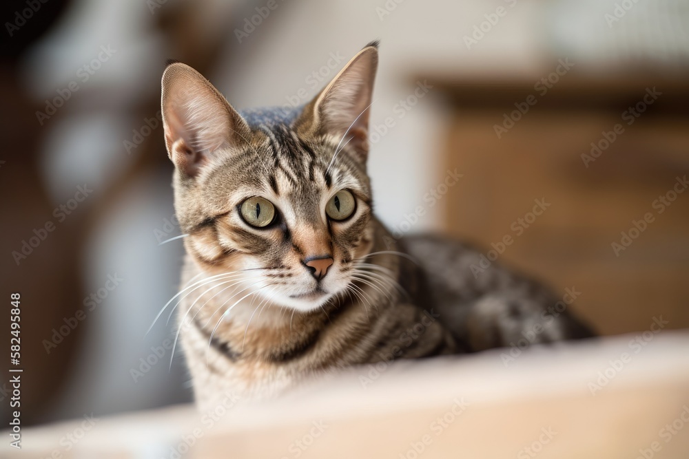 cat sitting there looking forward. Generative AI cat sitting there looking forward. Generative AI
