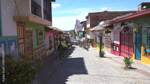 streets of the colorful colonial town of guatapé in the mountains antioquia colombia