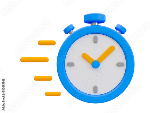 3d minimal time management concept. urgent work. fast service. A stopwatch. 3d illustration. photo