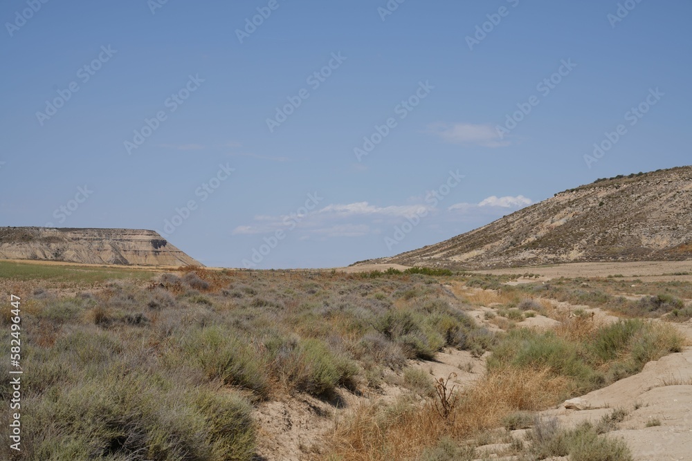 Deserted area landscape with bare hills