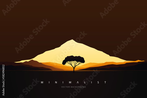 Minimalist landscape abstract background wallpaper. Creative modern paint. Aesthetic nature art contemporary mountain poster. Hand drawn vector illustration for prints wall arts  canvas and banners.