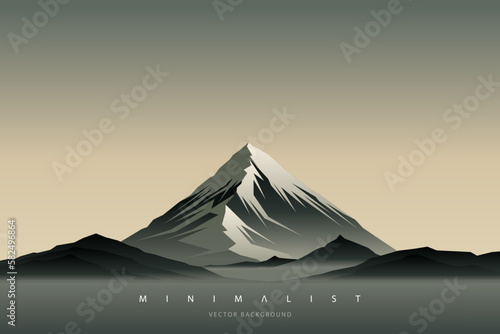 Minimalist landscape abstract background wallpaper. Creative modern paint. Aesthetic nature art contemporary mountain poster. Hand drawn vector illustration for prints wall arts, canvas and banners.