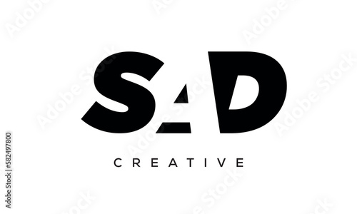 SAD letters negative space logo design. creative typography monogram vector 