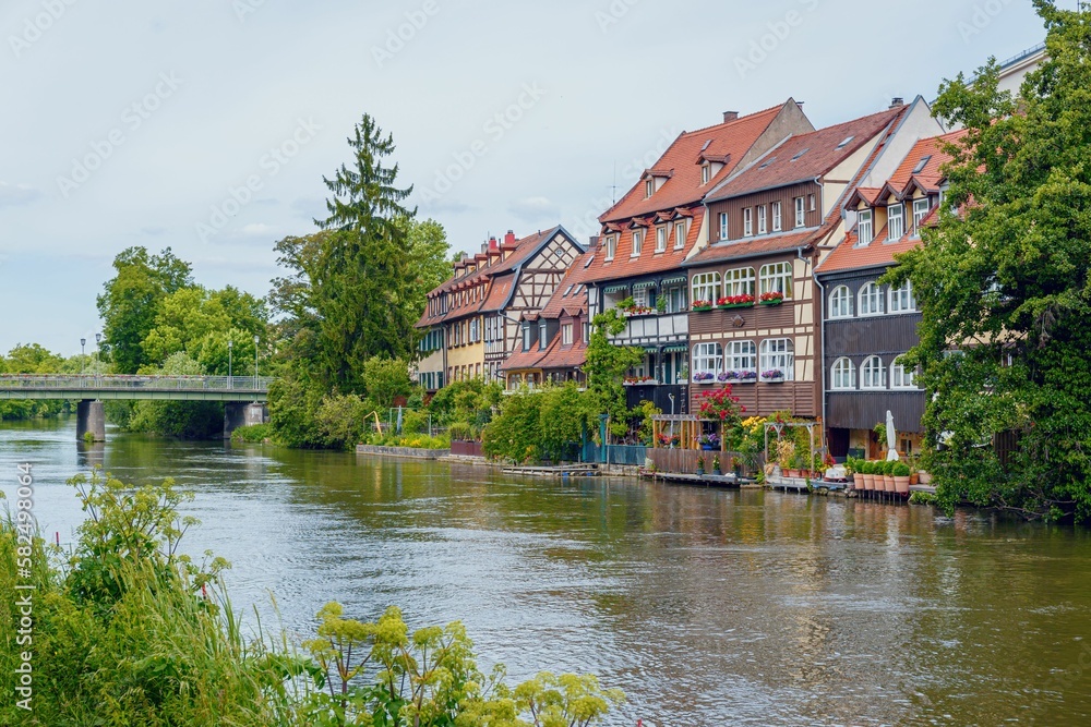 Calm water of the river Regnitz with the 