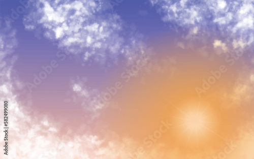 夕空と雲と太陽の輝き01　広がる雲