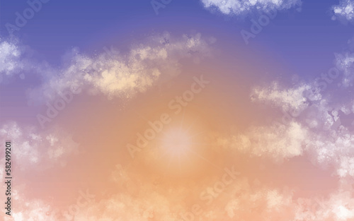 夕空と雲と太陽の輝き02　静かな雲