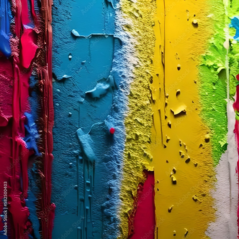 Pintura abstrata colorida em parede com textura (Colorful abstract textured wall painting) - generative IA
