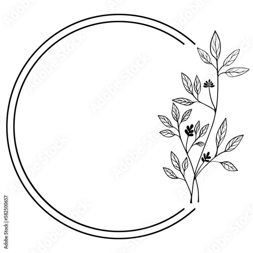 floral art circle frame