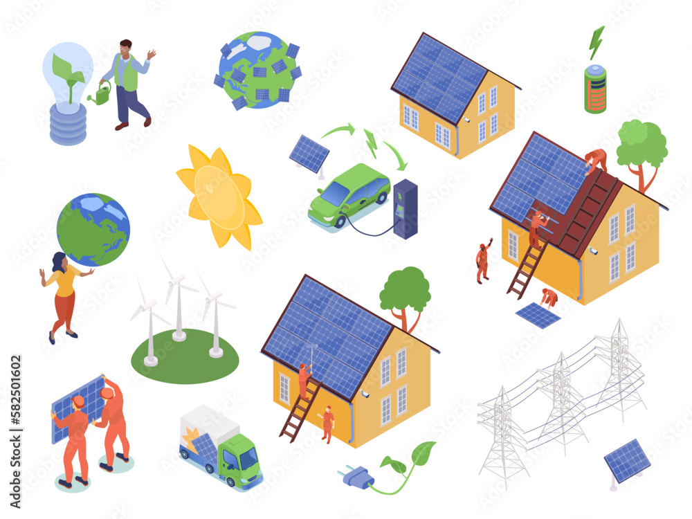 Fototapeta premium Green Energy Home Set