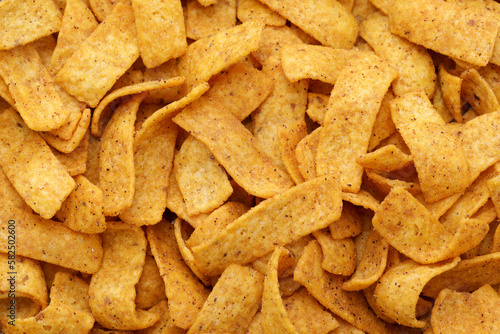 a heap of rectangular corn chips for frito pie