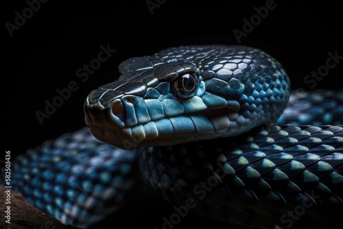 Japanese rat snake, often known as the blue general or aodaisho. Generative AI