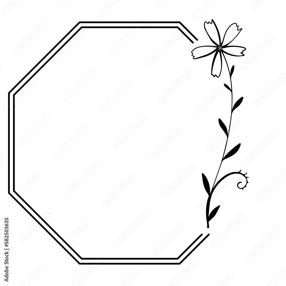 Obraz premium floral art octagon frame