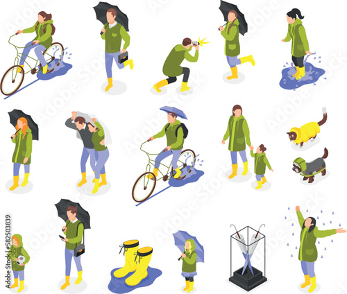 Rainy Day Isometric Icons