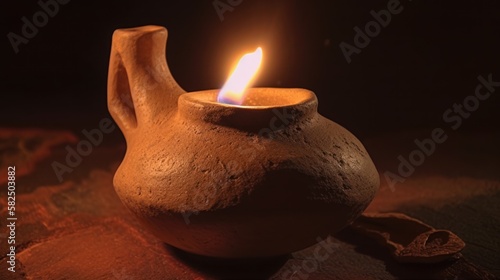 Ancient Illumination: A Pottery Clay Oil Lamp as a Representation of Christian Heritage photo