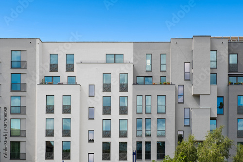 Modern apartment building facade, new apartment buildings exterior photo