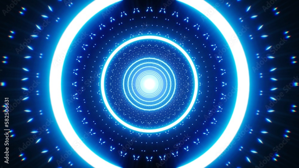 Blue circle and dot lights art background Blue circle and dot lights art background