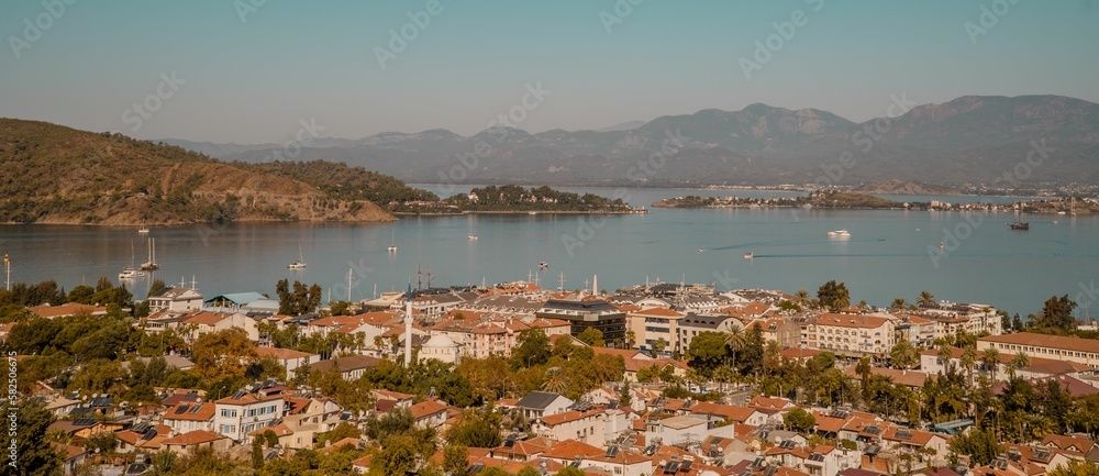 Panoramic shot of the Fethiye cityscape in Turkey