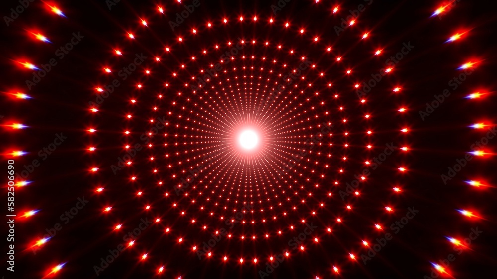 Flashing radial red dot lights overlay Flashing radial red dot lights overlay