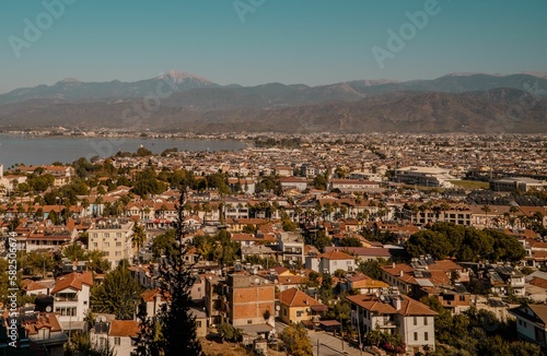 Bird's-eye view of the Fethiye cityscape in Turkey