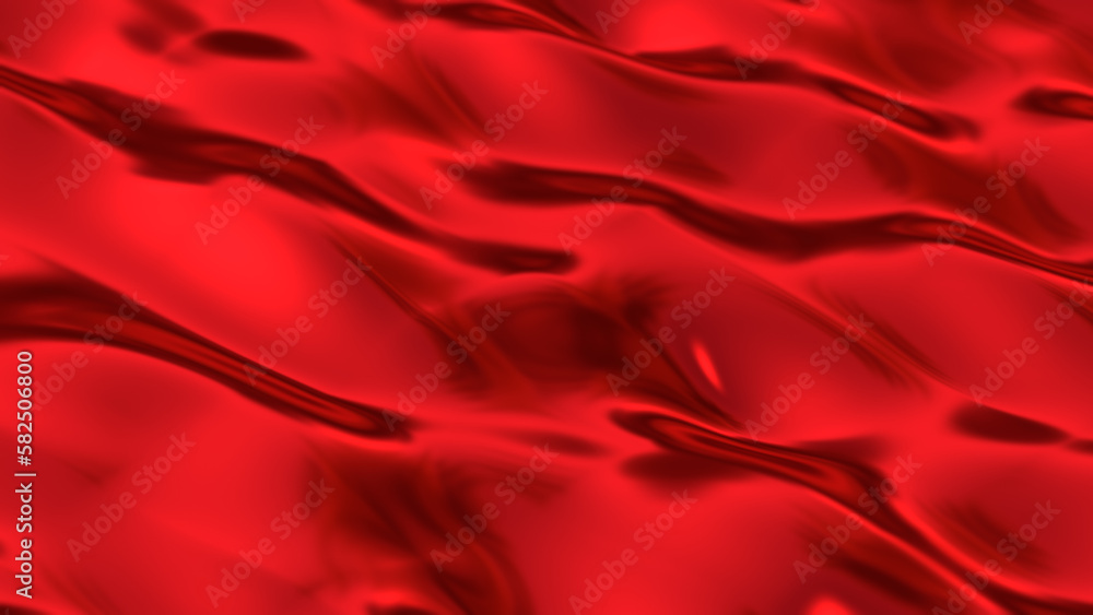 Obraz premium Red metal satin fabric silky wave background, 3d rendering