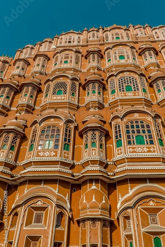 the facade of hawawa palace in jaipur, rajasthan