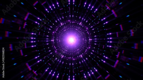 Shining purple light mechanic tunnel background
